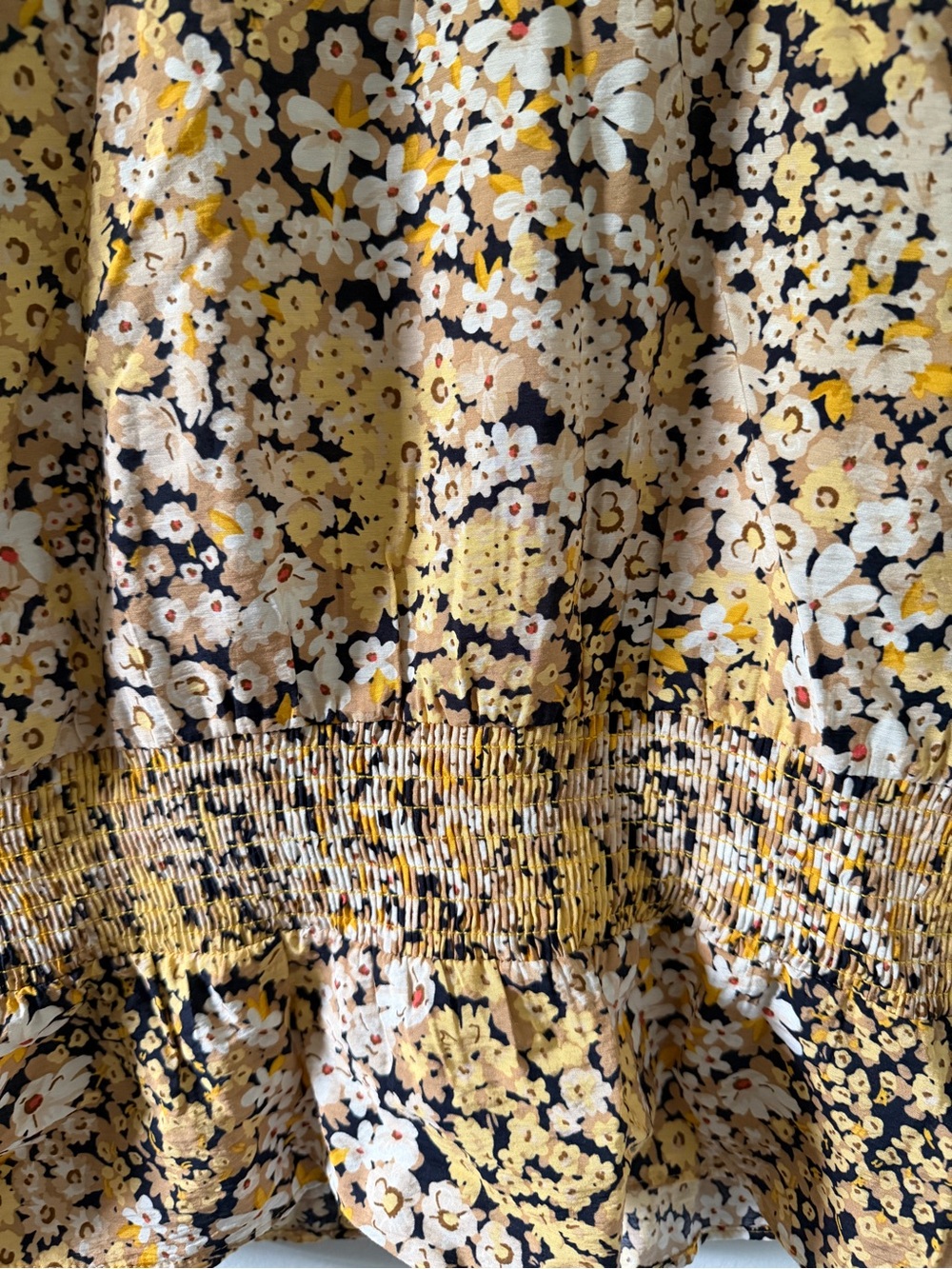 Tommy Hilfiger Yellow Floral V-Neck Smocked Peplum Top - Picture 4 of 4